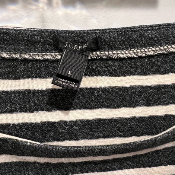 Striped Black and White Women's J. Crew Cotton Long Sleeve Top Casual Relaxed - Picture 2 of 8